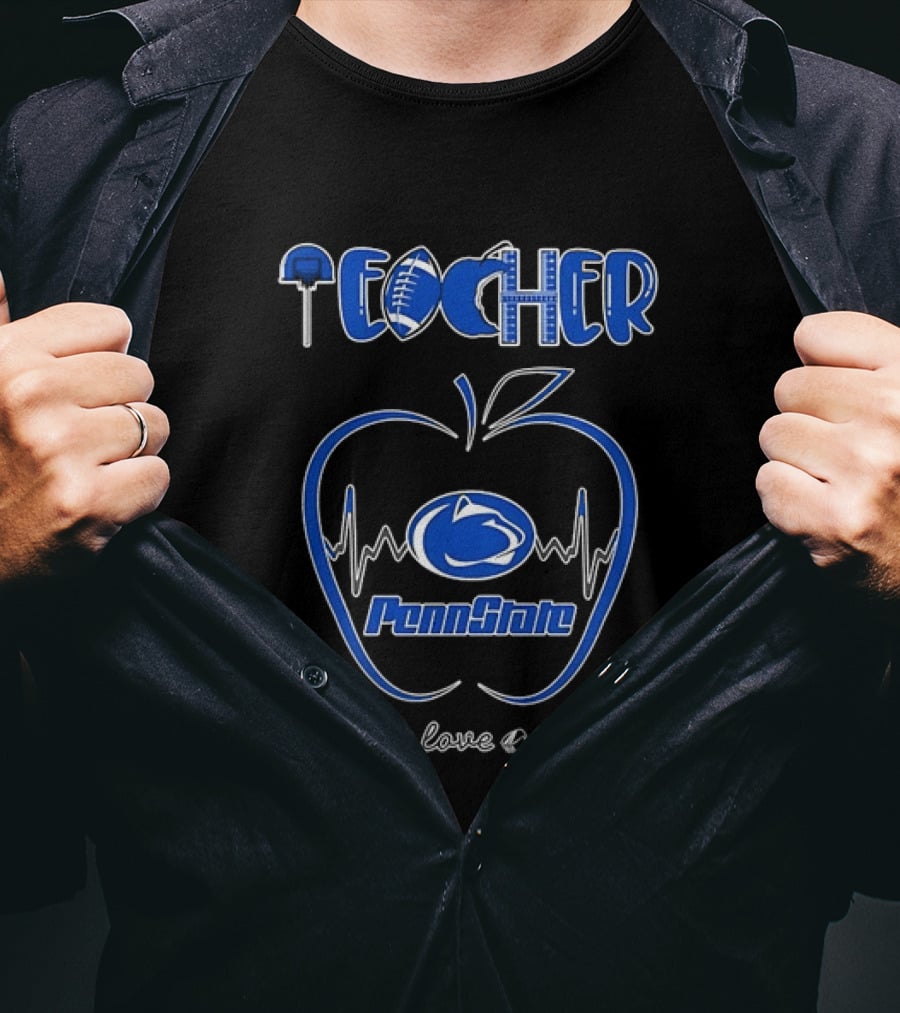 Penn State Nittany Lions Teacher Teach Love Inspire Football Apple T-Shirt
