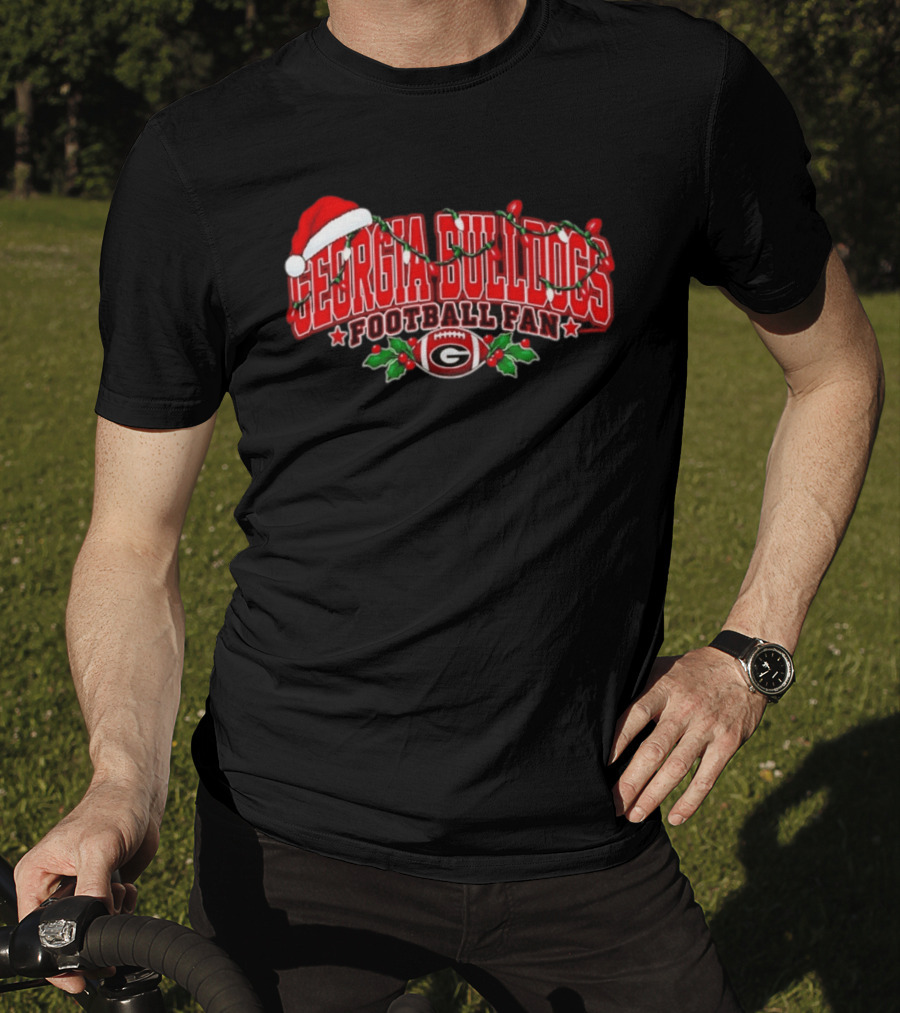Georgia Bulldogs Football Fan Christmas Santa Hat Ornaments T-Shirt