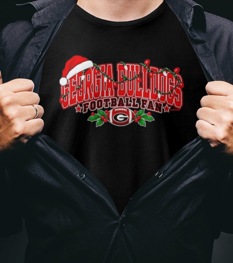 Georgia Bulldogs Football Fan Christmas Santa Hat Ornaments T-Shirt