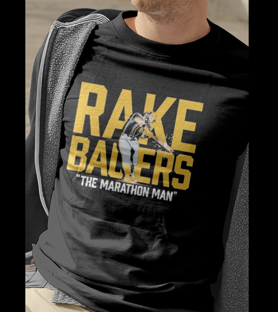 Rake Ballers Marathon Man Baseball Hitter T-Shirt