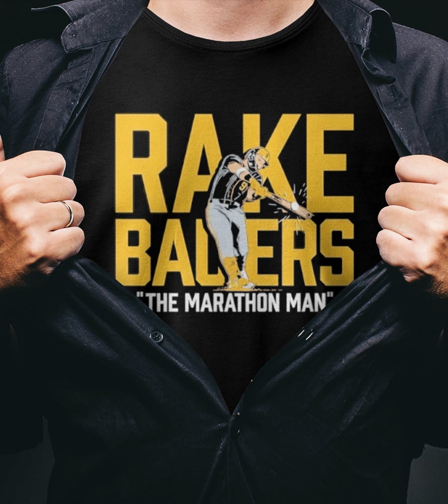 Rake Ballers Marathon Man Baseball Hitter T-Shirt
