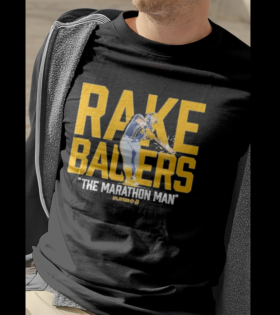 Rake Bauers The Marathon Man Baseball Player Swing Action T-Shirt