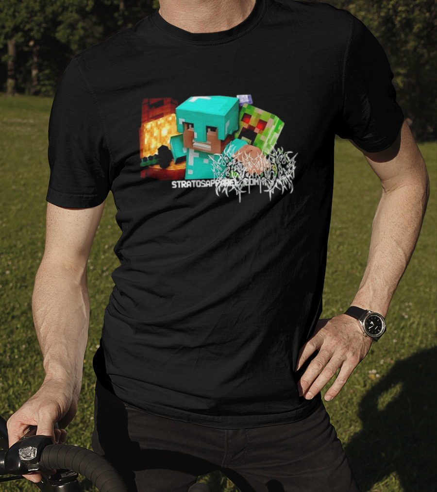 Steve Creeper Stratosapien Death Metal Gaming Battle Scene T-Shirt