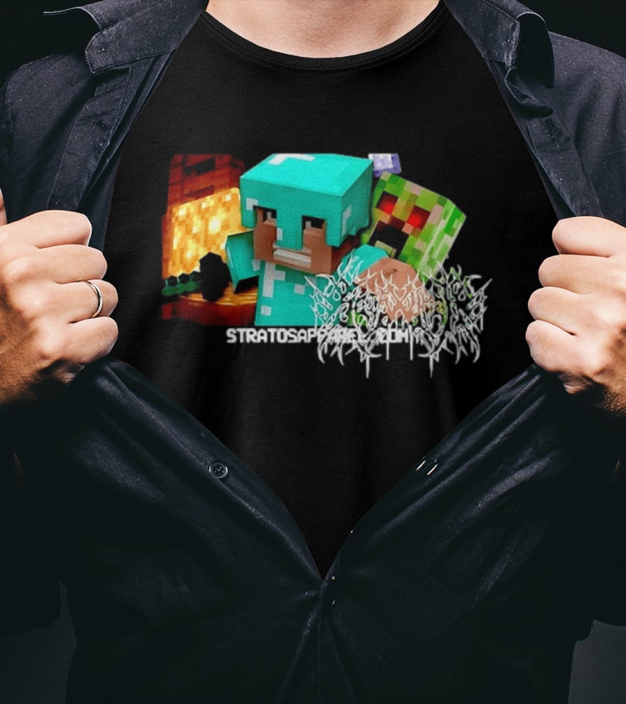 Steve Creeper Stratosapien Death Metal Gaming Battle Scene T-Shirt
