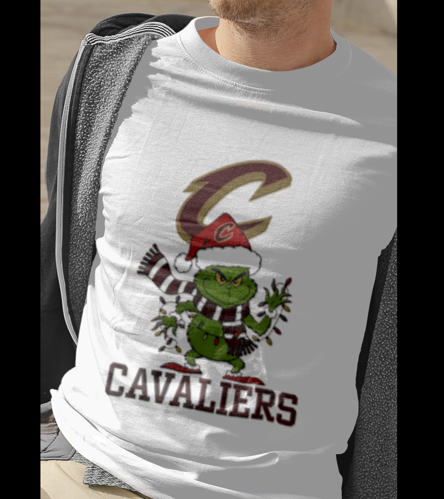 Grinch Cleveland Cavaliers Christmas 2026 Scarf Santa Hat Lights T-Shirt