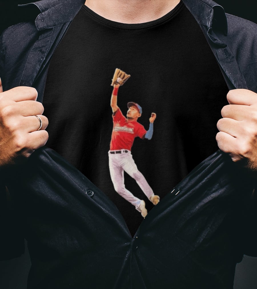 Steven Kwan Cleveland Guardians Baseball Action Player Jump T-Shirt