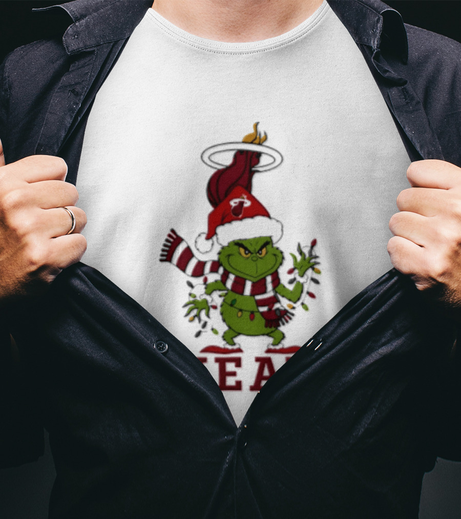 Grinch Miami Heat Christmas Lights 2026 T-Shirt