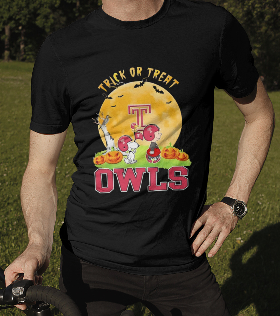 Trick Or Treat Temple Owls Charlie Brown Snoopy Halloween T-Shirt