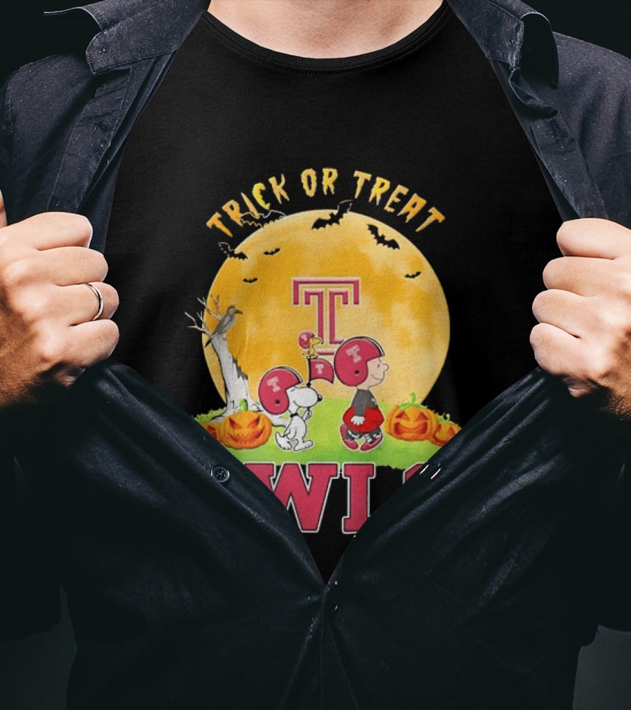 Trick Or Treat Temple Owls Charlie Brown Snoopy Halloween T-Shirt