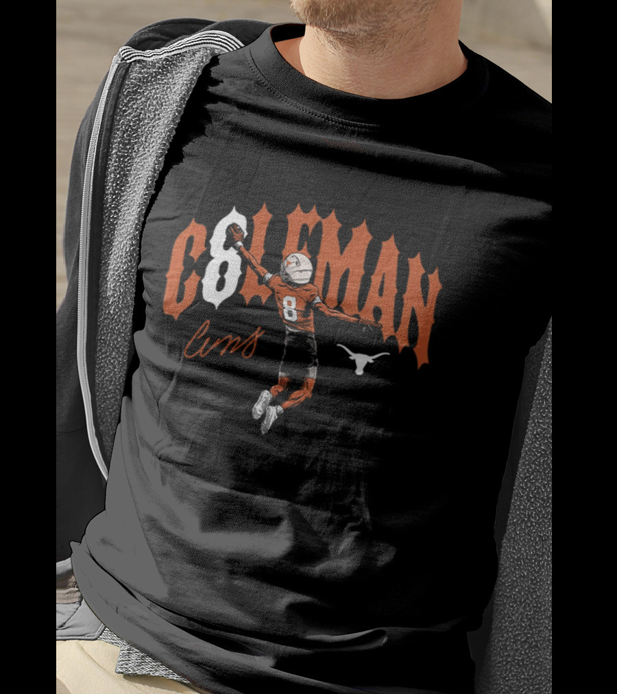 Longhorns Cam Coleman 8 Football Catch Longhorn T-Shirt