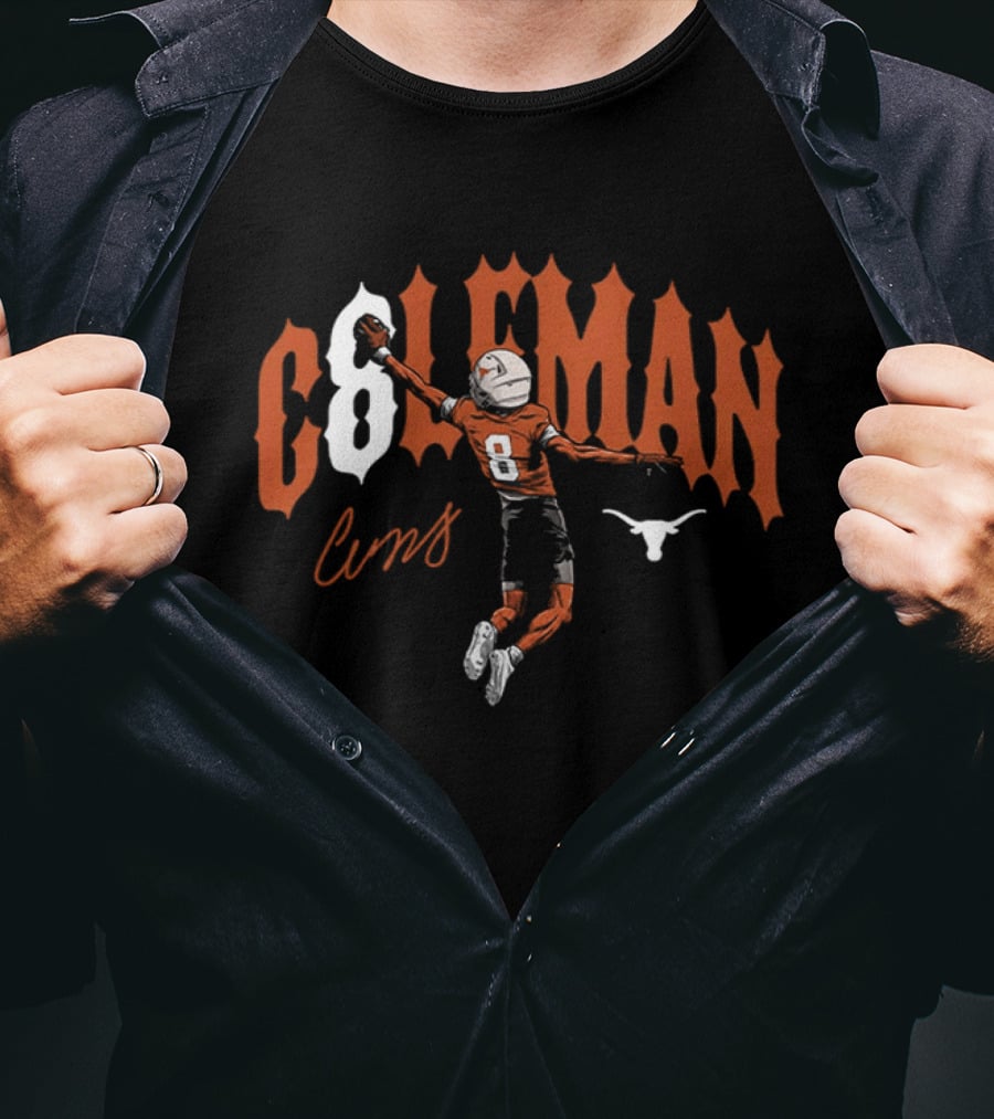 Longhorns Cam Coleman 8 Football Catch Longhorn T-Shirt