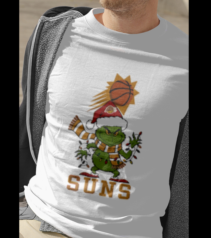 Grinch Phoenix Suns Christmas 2026 Santa Hat Basketball T-Shirt