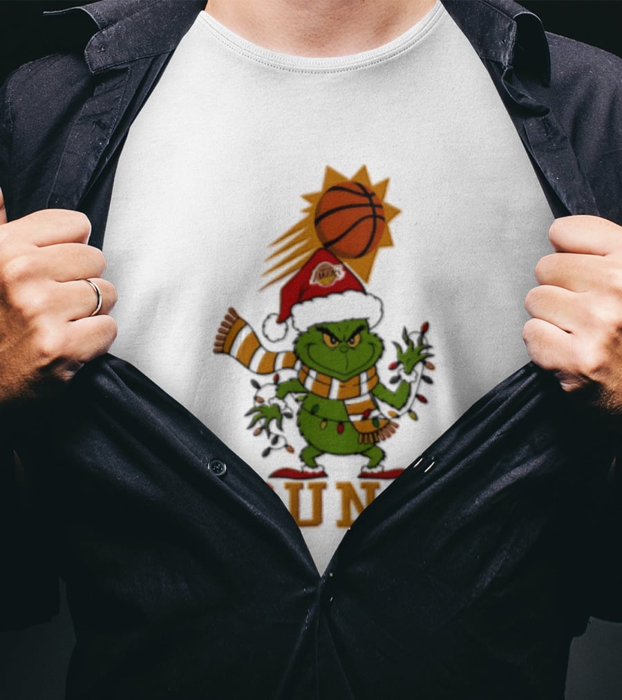 Grinch Phoenix Suns Christmas 2026 Santa Hat Basketball T-Shirt