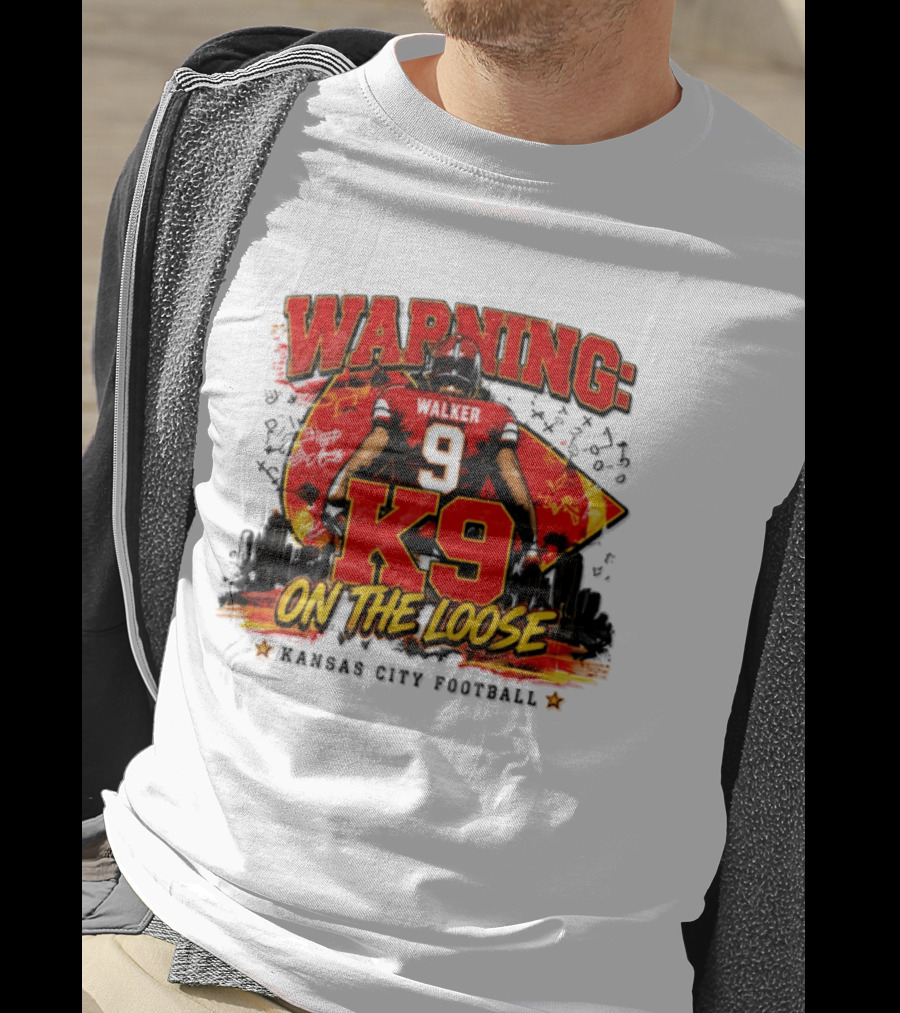 Warning K9 On The Loose 9 Kansas City Football T-Shirt