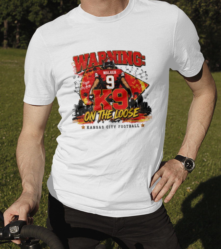 Warning K9 On The Loose 9 Kansas City Football T-Shirt