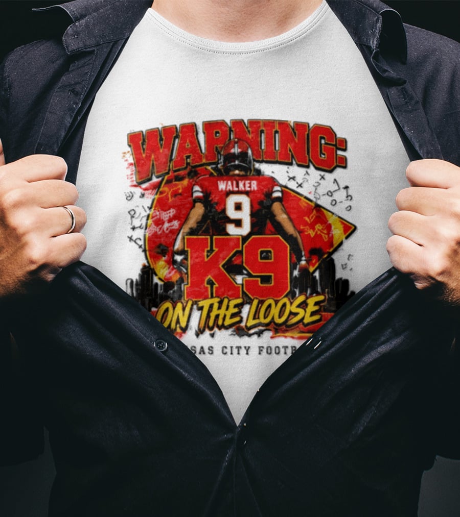 Warning K9 On The Loose 9 Kansas City Football T-Shirt