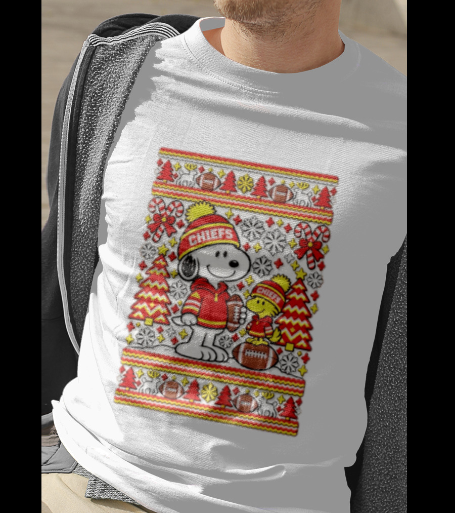Kansas City Chiefs Snoopy Woodstock Christmas Football Sweater T-Shirt