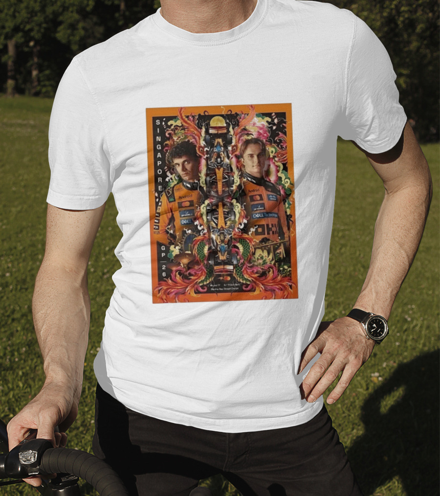 Singapore GP 2026 Oscar Piastri McLaren Racing Art By Ervance Dwiputra T-Shirt