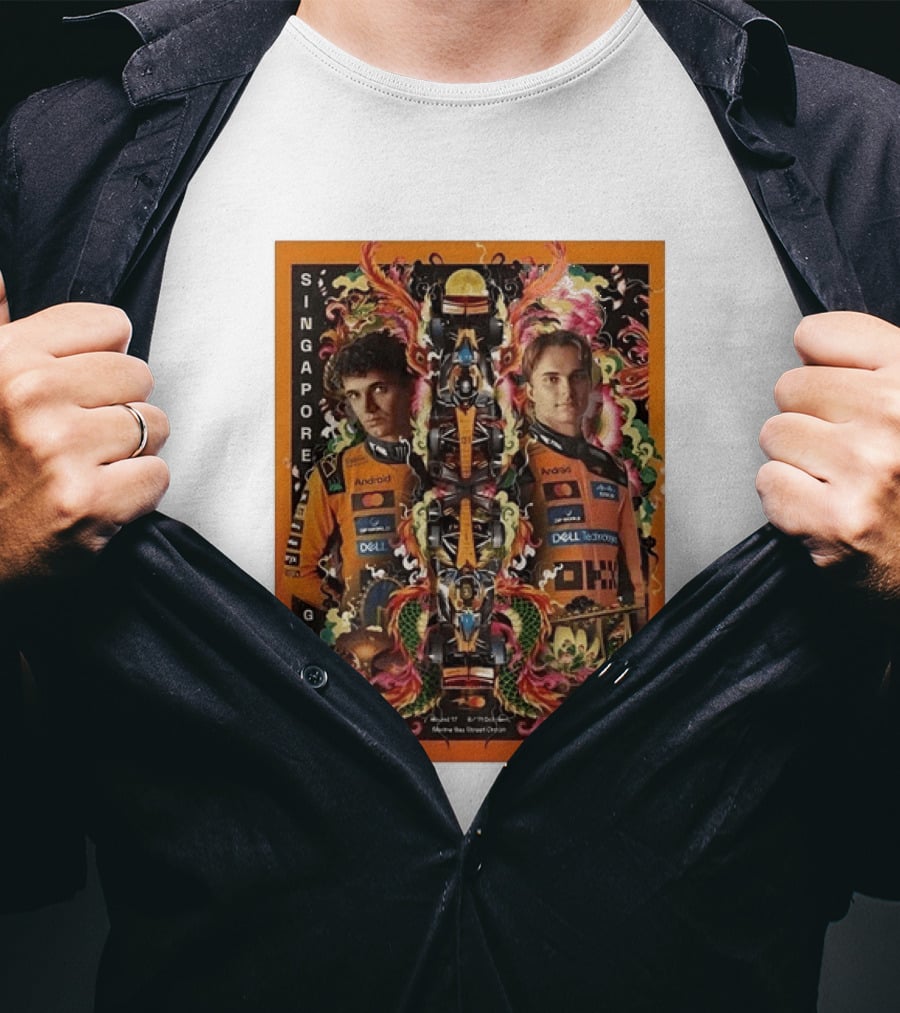 Singapore GP 2026 Oscar Piastri McLaren Racing Art By Ervance Dwiputra T-Shirt