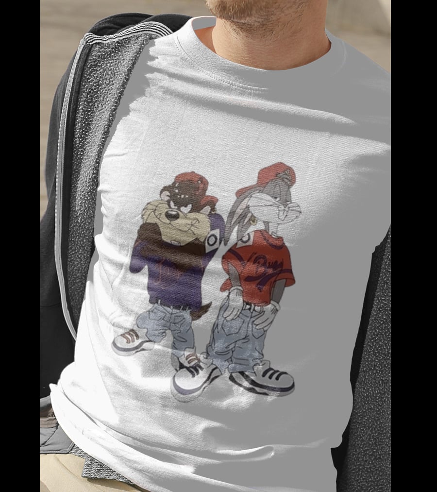 Taz And Bugs Bunny 90s Hip Hop Style Looney Tunes Fashion T-Shirt