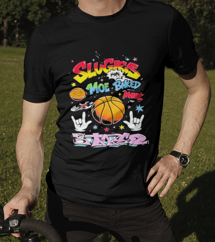 SLUGAS Moe Baked Mad Bikers Basketball Streetwear T-Shirt