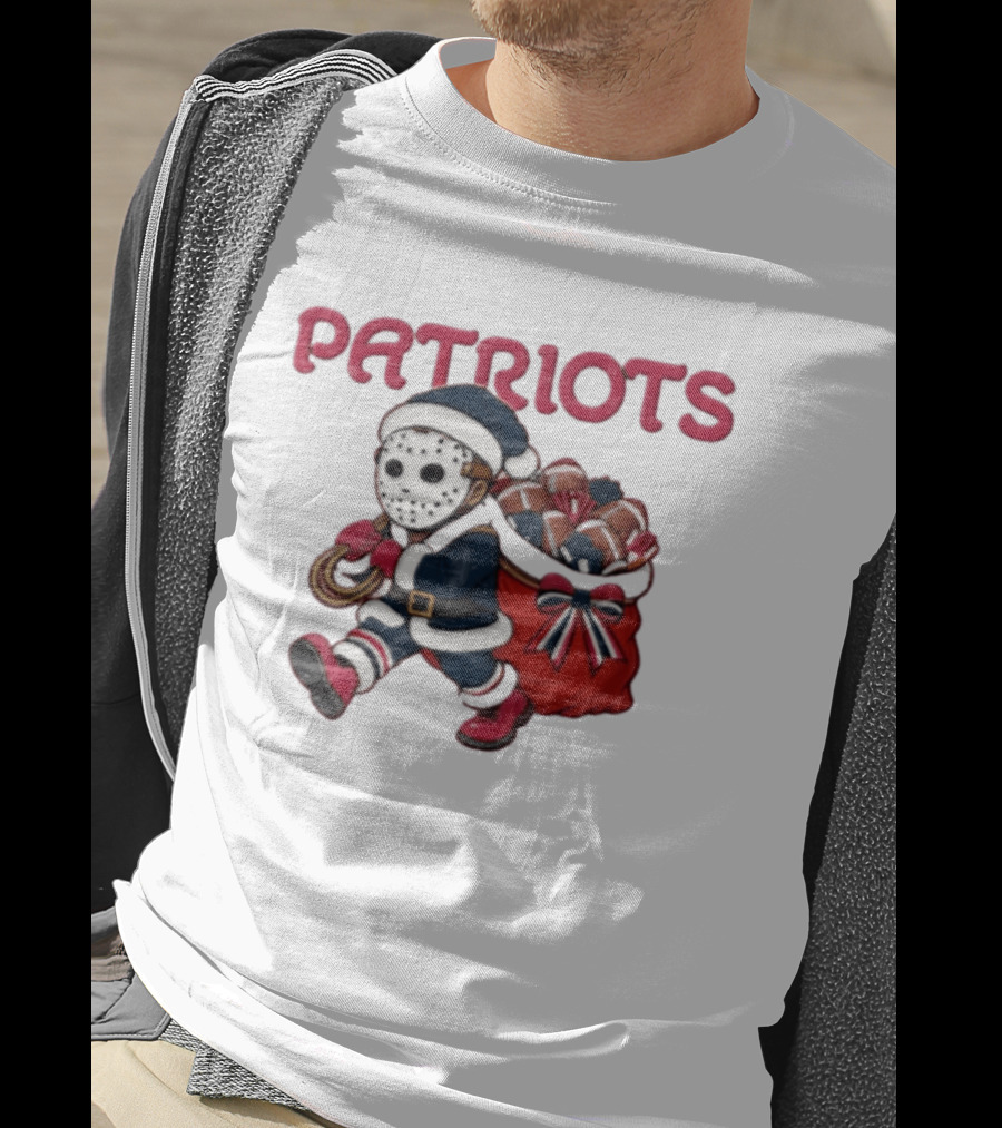 Patriots Christmas Football Horror Red Navy Holiday Mask T-Shirt