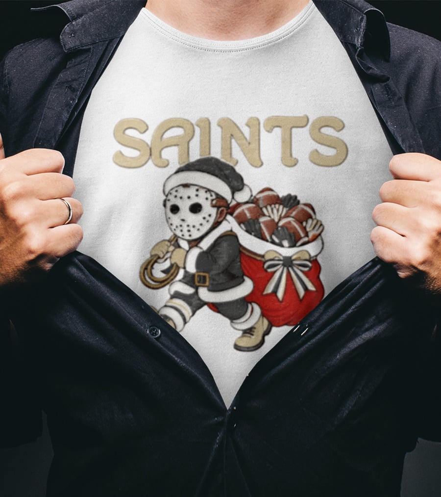 SAINTS New Orleans Football Christmas Horror Santa T-Shirt