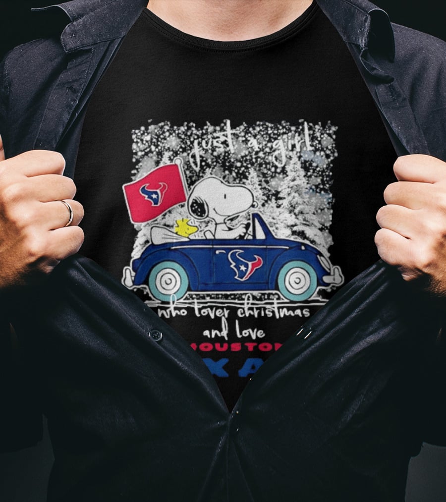 Snoopy Just A Girl Who Loves Christmas And The Houston Texans T-Shirt