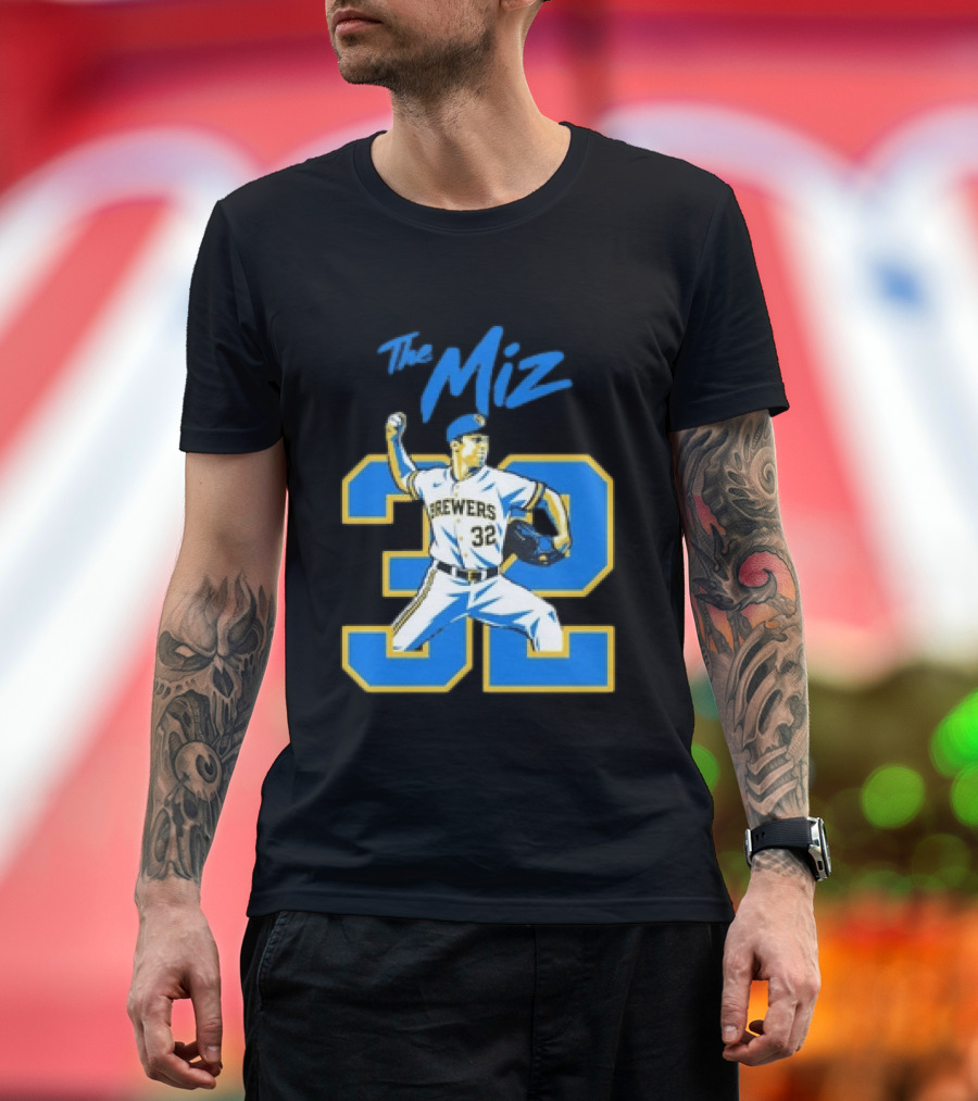 The Miz Milwaukee Brewers 32 MLB Baseball Player Pitching T-Shirt