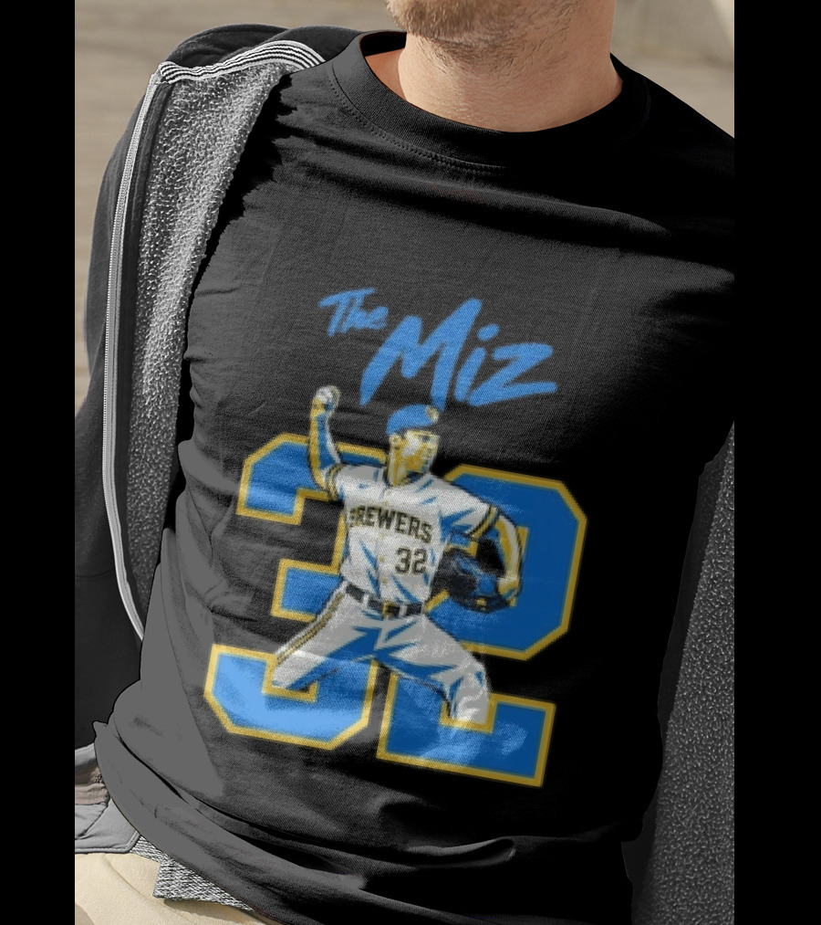 The Miz Milwaukee Brewers 32 MLB Baseball Player Pitching T-Shirt