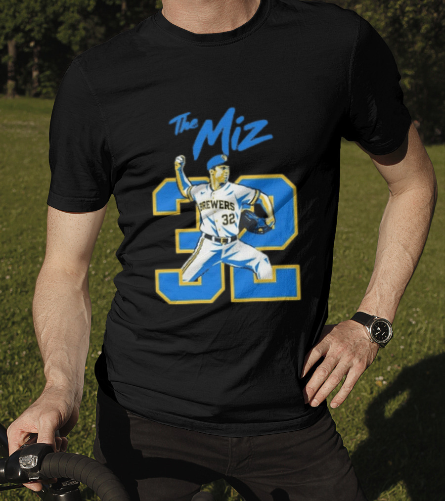 The Miz Milwaukee Brewers 32 MLB Baseball Player Pitching T-Shirt
