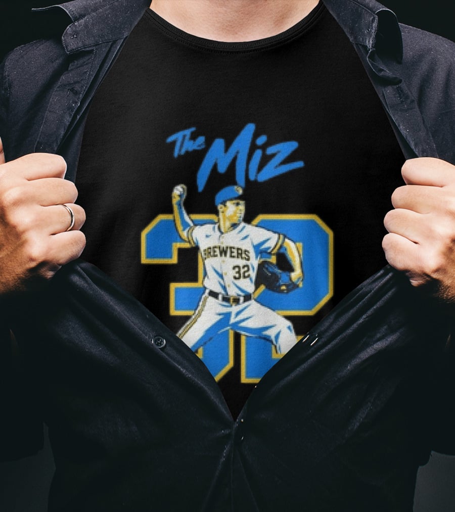 The Miz Milwaukee Brewers 32 MLB Baseball Player Pitching T-Shirt