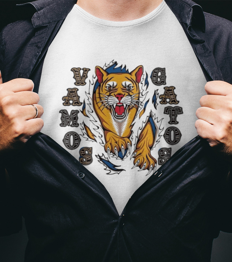 Vamos Gatos Mountain Lion Cougar Wildcat Majestic Roaring T-Shirt