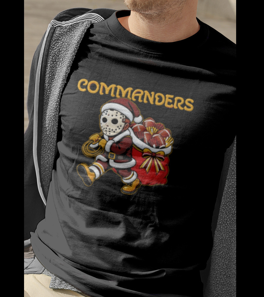 Commanders Santa Football Christmas Horror T-Shirt