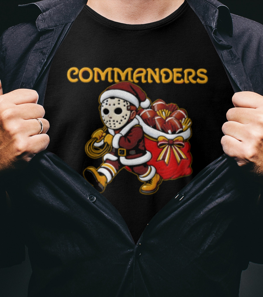 Commanders Santa Football Christmas Horror T-Shirt