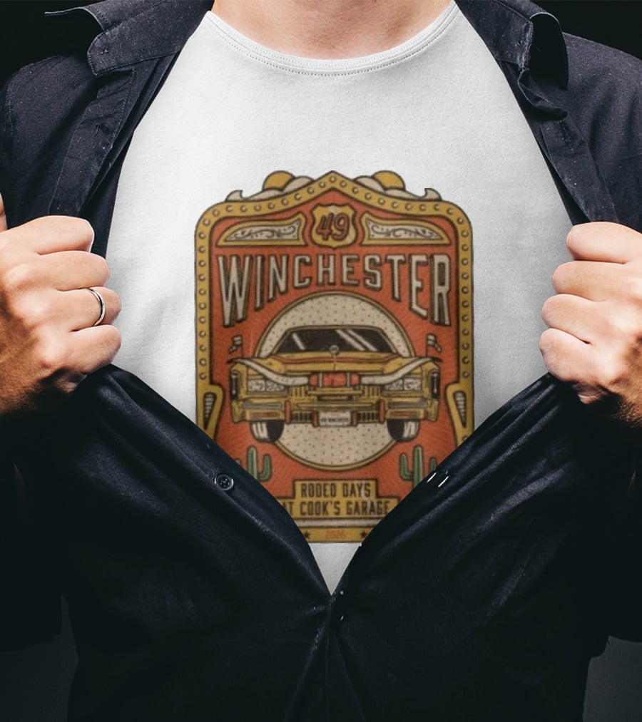 49 Winchester Rodeo Days At Cook's Garage Lubbock TX October 16 2026 Classic Car And Cactus T-Shirt