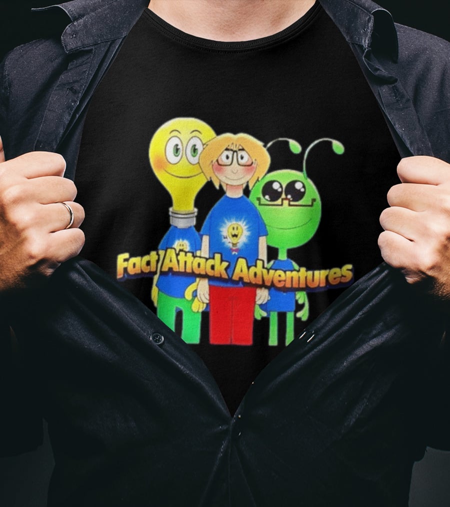 Fact Attack Adventures Cartoon Characters T-Shirt