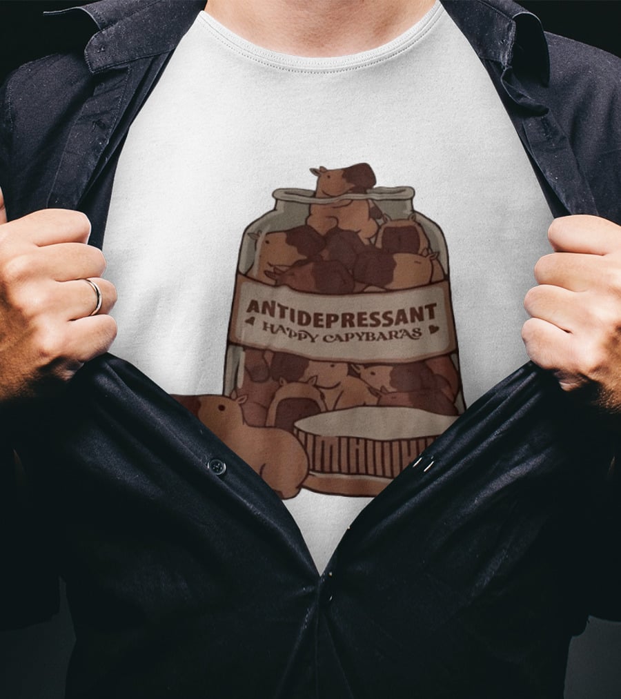 Antidepressant Happy Capybaras Jar Capybara T-Shirt
