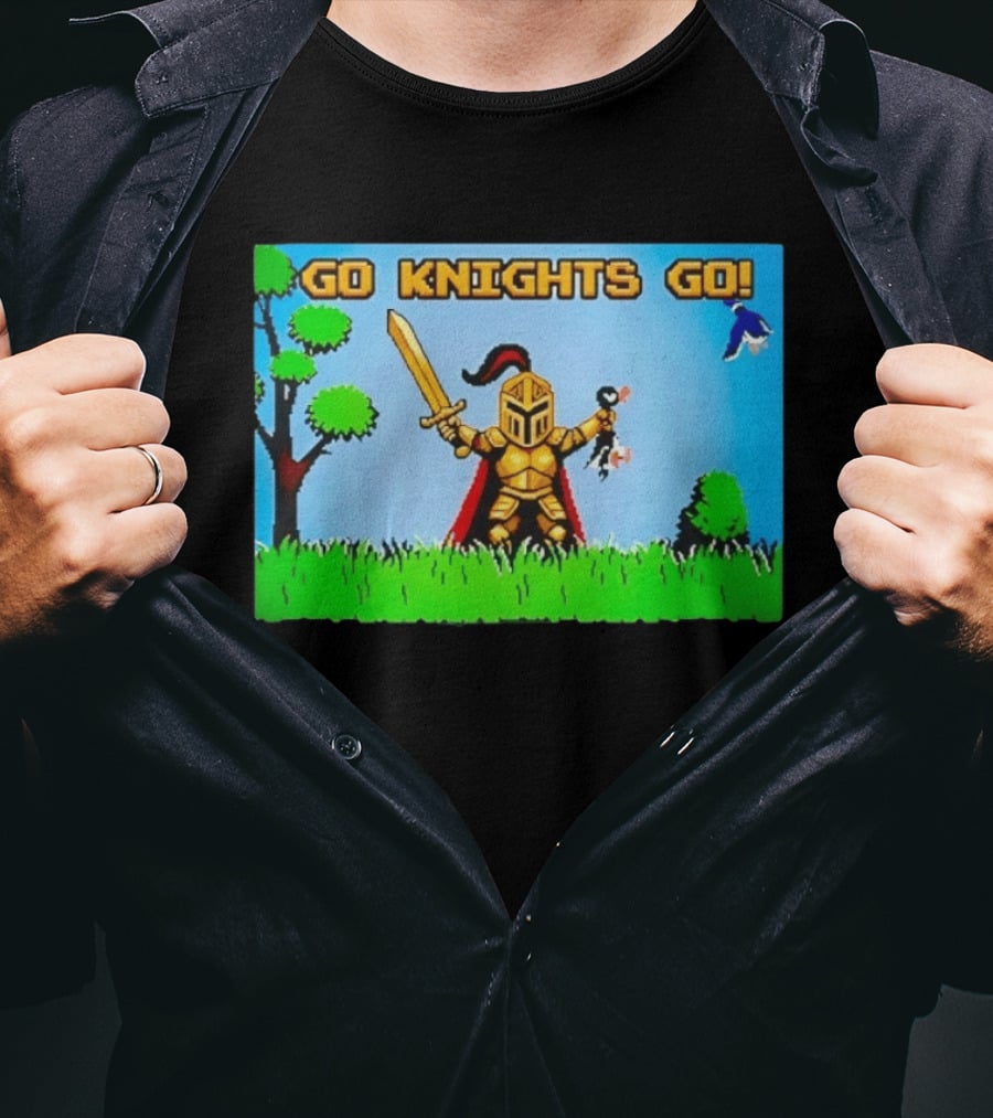 Go Knights Go Pixel Knight 8 Bit Gaming T-Shirt