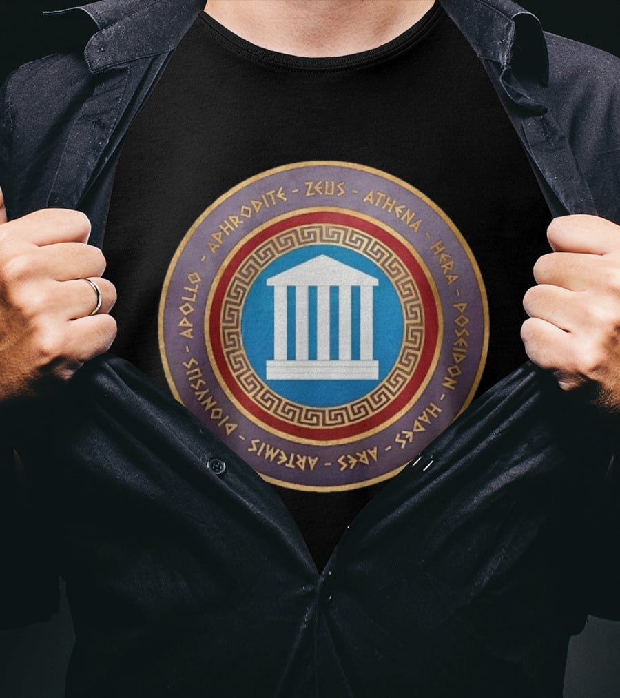 Greek Mythology Pantheon With Temple T-Shirt