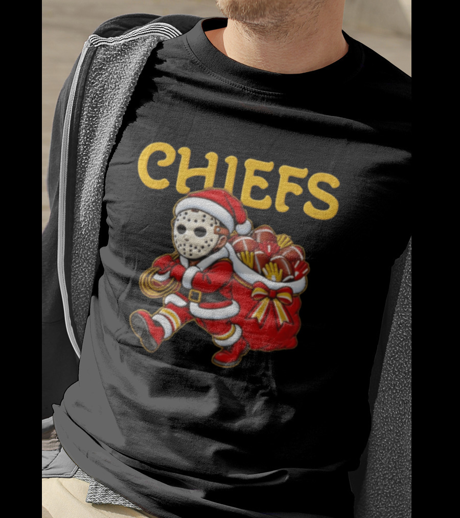 Kansas City Football Christmas Horror Masked Santa Copy T-Shirt