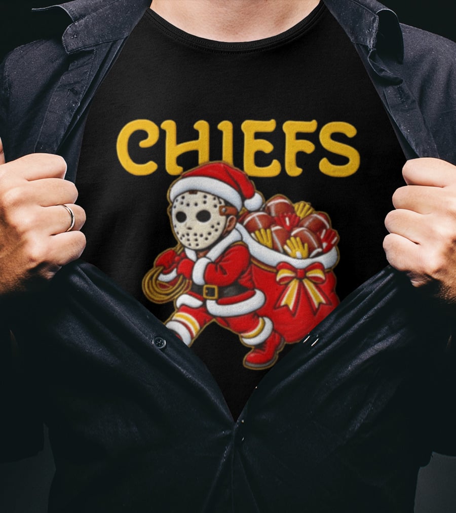 Kansas City Football Christmas Horror Masked Santa Copy T-Shirt