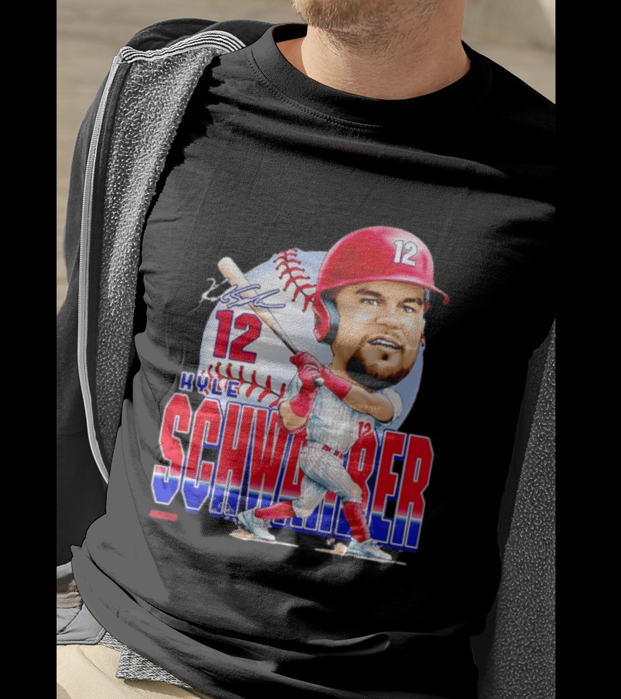 Kyle Schwarber 12 Philadelphia Phillies Caricature T-Shirt