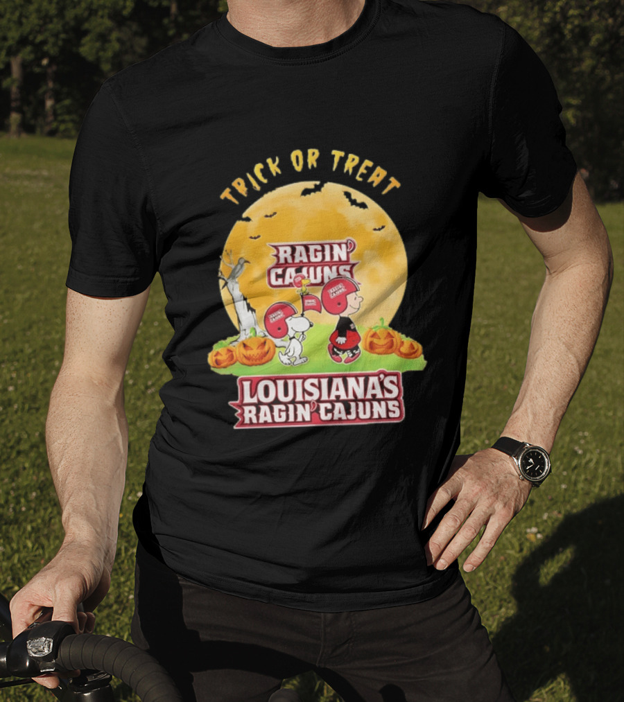 Louisiana Ragin Cajuns X Charlie Brown And Snoopy Trick Or Treat Halloween T-Shirt