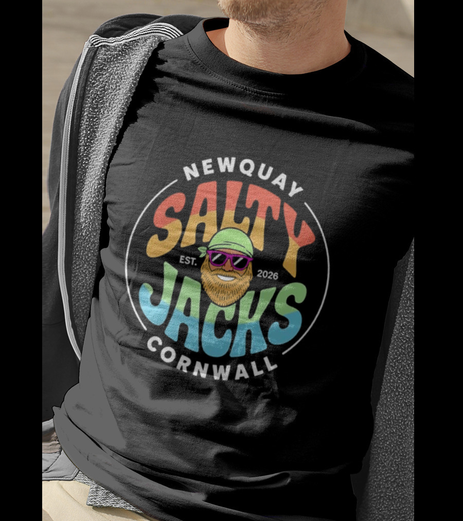 Newquay Salty Jacks Est 2026 Cornwall Coastal T-Shirt