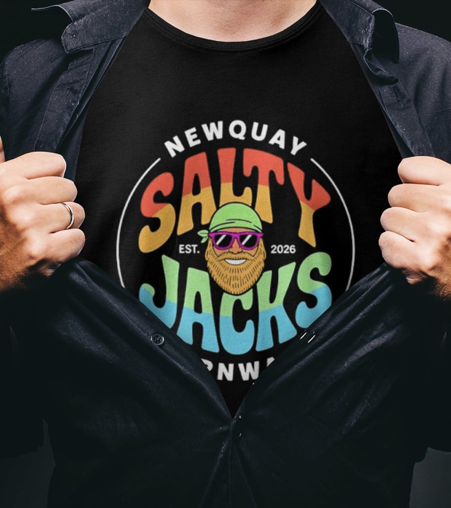 Newquay Salty Jacks Est 2026 Cornwall Coastal T-Shirt