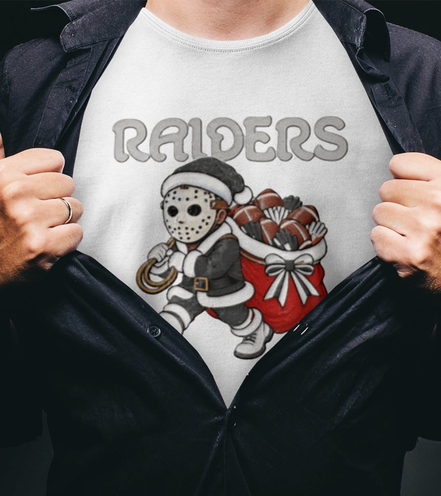 Las Vegas Silver Black Christmas Football Horror T-Shirt