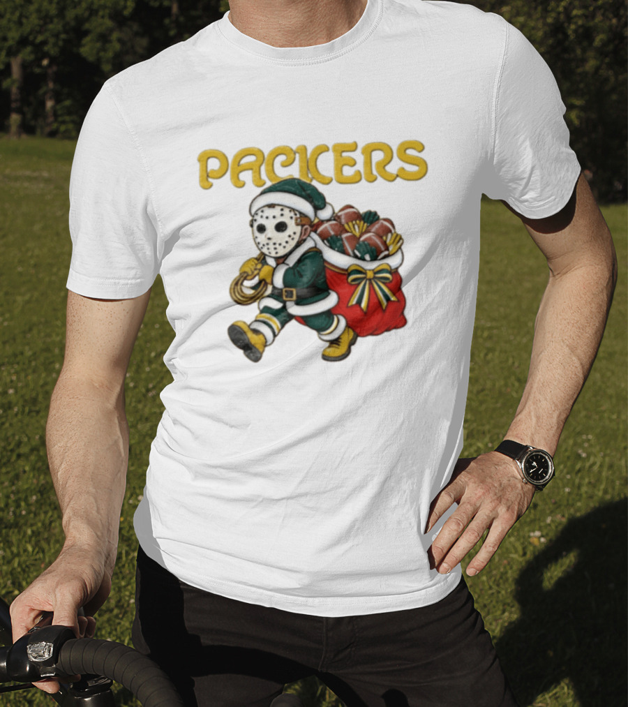 Wisconsin Green Gold Football Christmas Horror T-Shirt