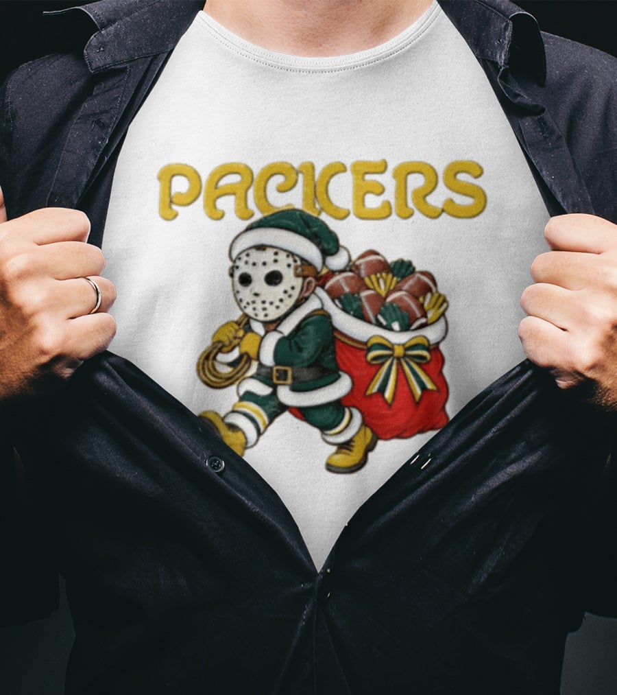 Wisconsin Green Gold Football Christmas Horror T-Shirt