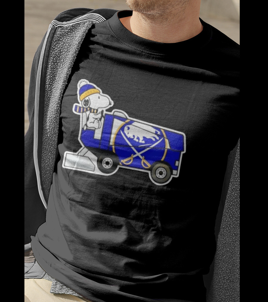 Snoopy Driving Buffalo Sabres NHL Ice Resurfacer Cartoon T-Shirt